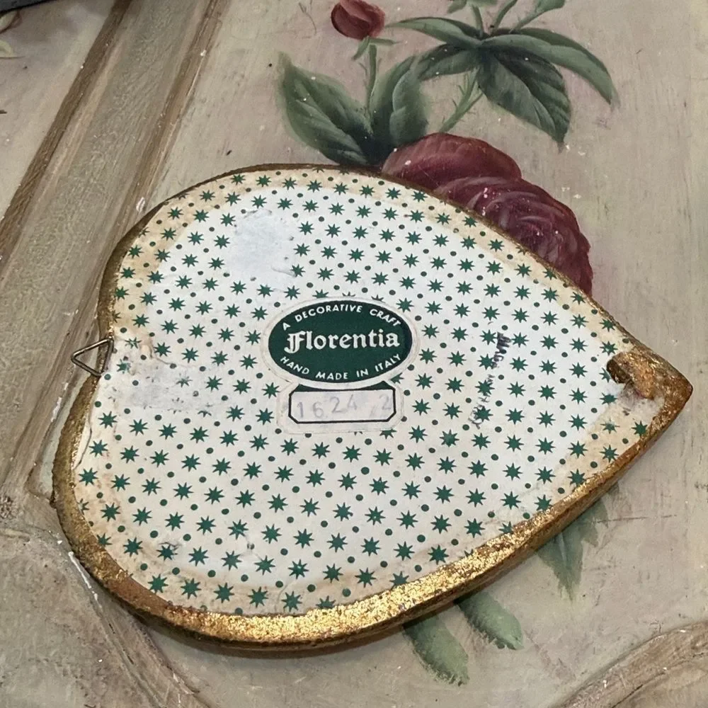 Rare Graduated Set Vintage Florentia Heart Mirrors Original 60s Green Star Paper
